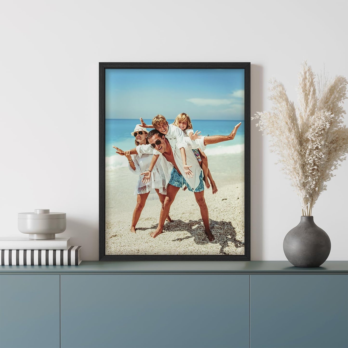Wall26 Custom Framed Canvas Poster Art - Ready to Hang Home Decor for Living Room & Bedroom - 12"x16" Black