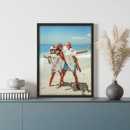 Wall26 Custom Framed Canvas Poster Art - Ready to Hang Home Decor for Living Room & Bedroom - 12"x16" Black