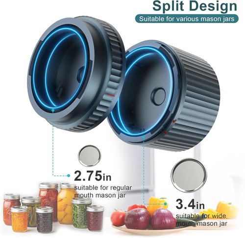 M12 Auto Stop Electric Mason Jar Vacuum Sealer - Smart 2026 Upgrade for Wide & Regular Jars | 2500mAh Portable Kit
