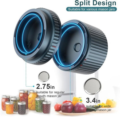 M12 Auto Stop Electric Mason Jar Vacuum Sealer - Smart 2026 Upgrade for Wide & Regular Jars | 2500mAh Portable Kit