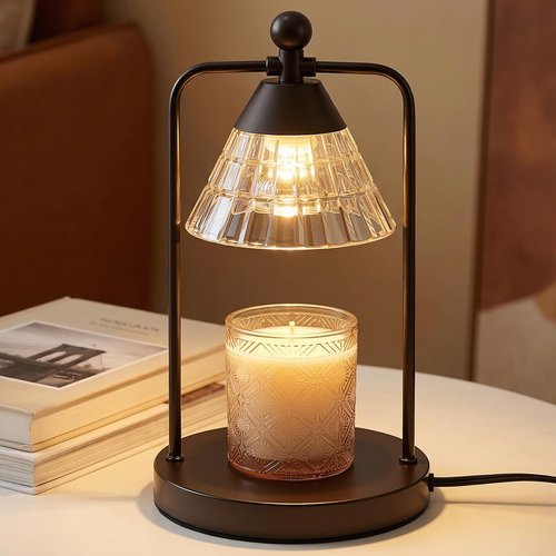 Candle Warmer Lamp with Timer Dimmer, Electric Wax Melt Warmer Lamp for Jar Candles Lights, Candle Lamp Warmer with 2 Bulbs, Birthday Gifts for Women, House Warming Gifts New Home Decor, Black