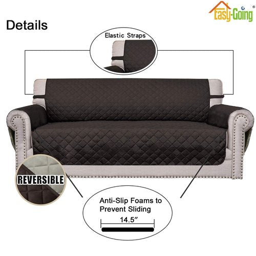 Easy-Going Sofa Slipcover Reversible Loveseat Sofa Cover Couch Cover for 2 Cushion Couch Furniture Protector with Elastic Straps for Pets Kids Dog Cat (Oversized Loveseat, Chocolate/Beige)
