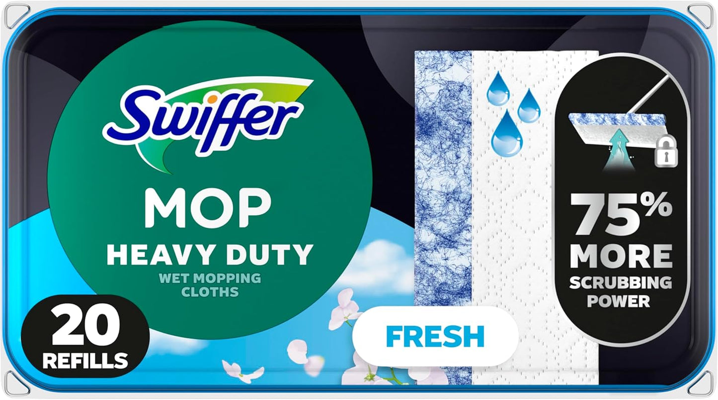 Swiffer Heavy Duty Mop Refills - Multi-Surface Cleaning Cloths with Fresh Outdoor Scent | 20 Count