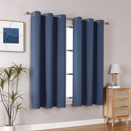 ChrisDowa Blackout Curtains - 48-Inch Thermal Insulated Grommet Panels for Bedroom & Living Room (Stone Blue, 2 Panels)