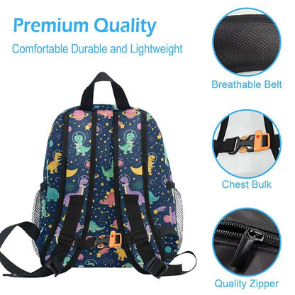 Emelivor Personalized Dinosaur Space Backpack for Kids with Name – 10L Preschool School Bag (Dinosaur Space)