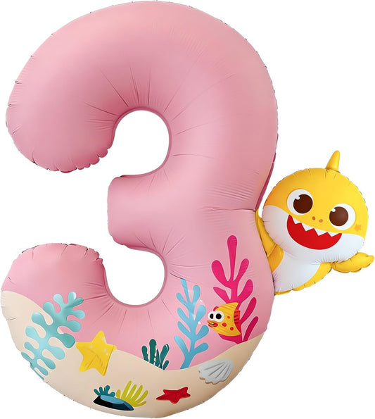 PartyWoo Pink Foil Number 3 Balloon - 40 Inch Mylar Helium Birthday Decoration for Kids' Parties