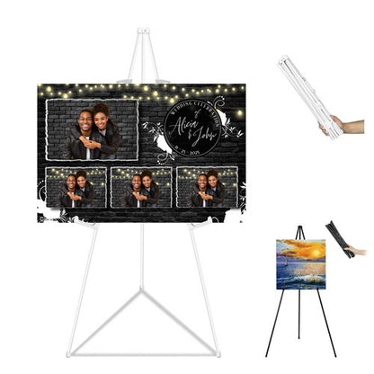 JIUYE Basic White Easel for Wedding Signs,Adjustable Height Floor Easel Stand for Display Posters Tripod Base,Hold Lightweight Arts Indoor use,Supports 4lbs,1Pack