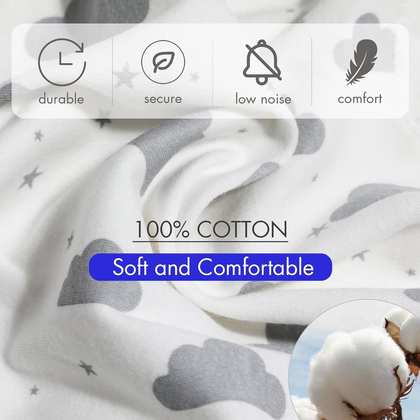 Skiennix Organic Baby Swaddle Sleep Sacks - 4-Pack Adjustable Wraps for Newborns, 100% Cotton, Soft & Snug, 0-3 Months
