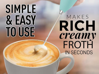 Zulay Kitchen Milk Frother Handheld Electric Whisk with AA Duracell Batteries – Durable Drink Mixer for Coffee, Lattes, Cappuccinos & More - Mint