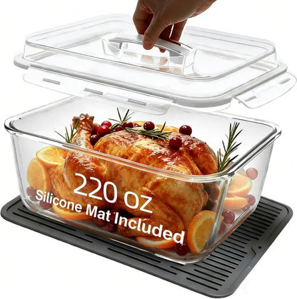 220Oz Extra Large Glass Storage Containers by [Brand Name] - Airtight Borosilicate Food Storage for Chicken & Soup