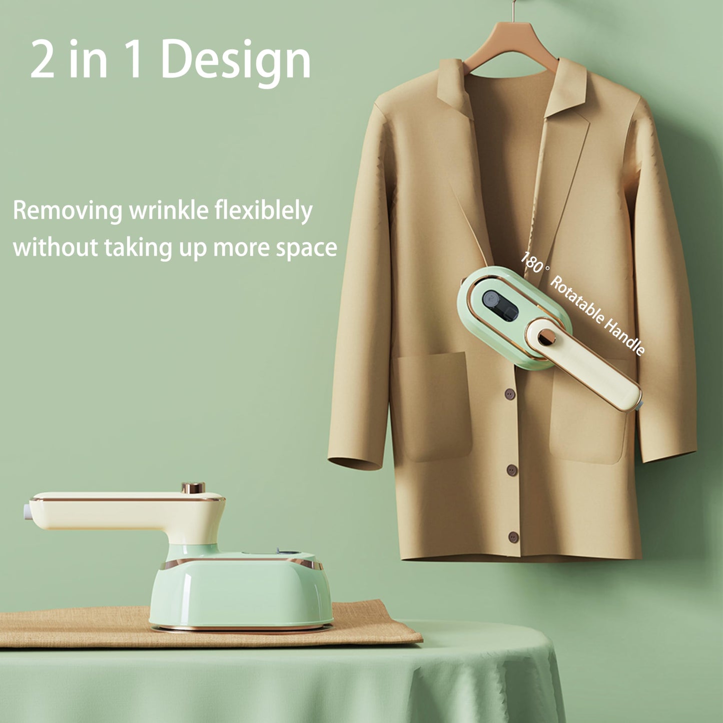 UltLegCreX Portable Travel Steamer for Clothes,800-1150w Foldable Clothes Steamer and Iron,Fast Heat Up,180° Rotatable Handle,Powerful Wrinkle Remover for Home & Travel,Large Ceramic Heat Panel