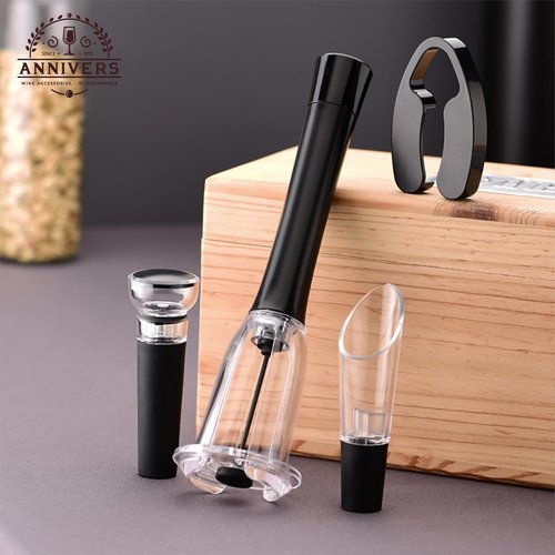 Air Pressure Wine Bottle Opener Set Pump Wine Opener Kit, Vacuum Stopper, Aerator Pourer, Foil Cutter, Safe & Easy Cork Remover Keep Cork Intact for Gift, Ouvre Bouteille de Vin