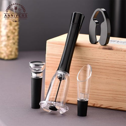 Air Pressure Wine Bottle Opener Set Pump Wine Opener Kit, Vacuum Stopper, Aerator Pourer, Foil Cutter, Safe & Easy Cork Remover Keep Cork Intact for Gift, Ouvre Bouteille de Vin