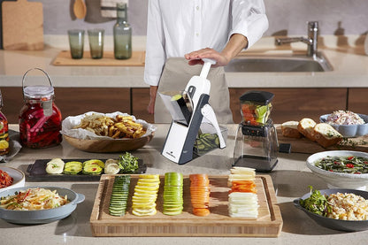 ONCE FOR ALL Mandoline Slicer - 5-in-1 Vegetable Chopper with Adjustable Thickness (Gray)