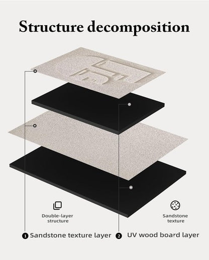 Azartslr Abstract Textured Wall Art - Modern Black & White Sandstone Decor | 3-Piece Geometric Set for Living Room & Bedroom