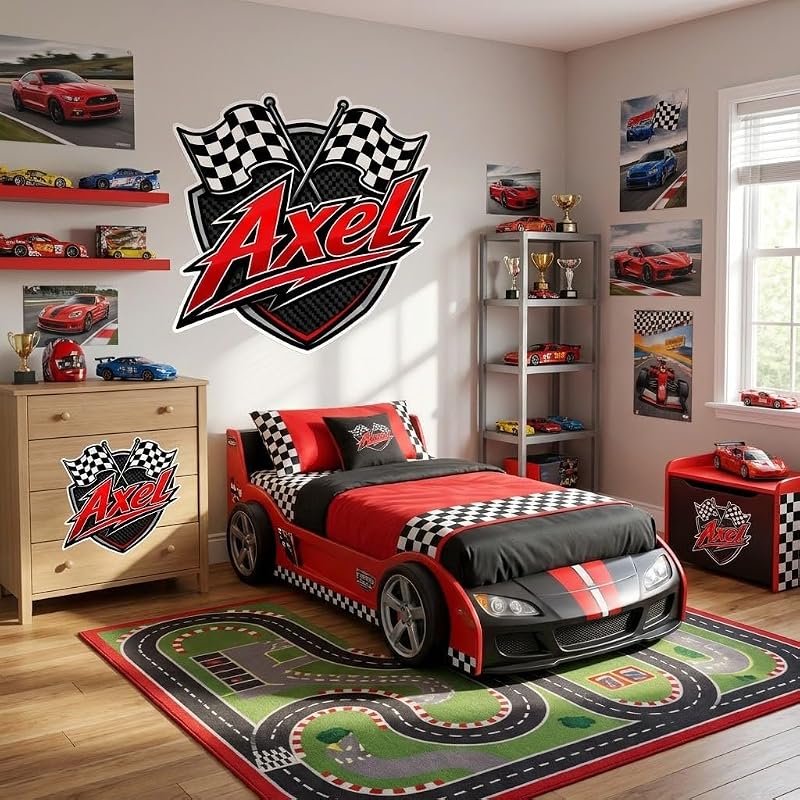 Personalized Racing Car Name Wall Decal for Kids Room – Style 2