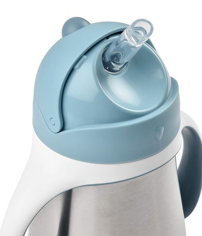 Beaba Stainless Steel Sippy Cup - Insulated, Spill-Proof Toddler Cup with Removable Handles | 8.5 oz, Rain