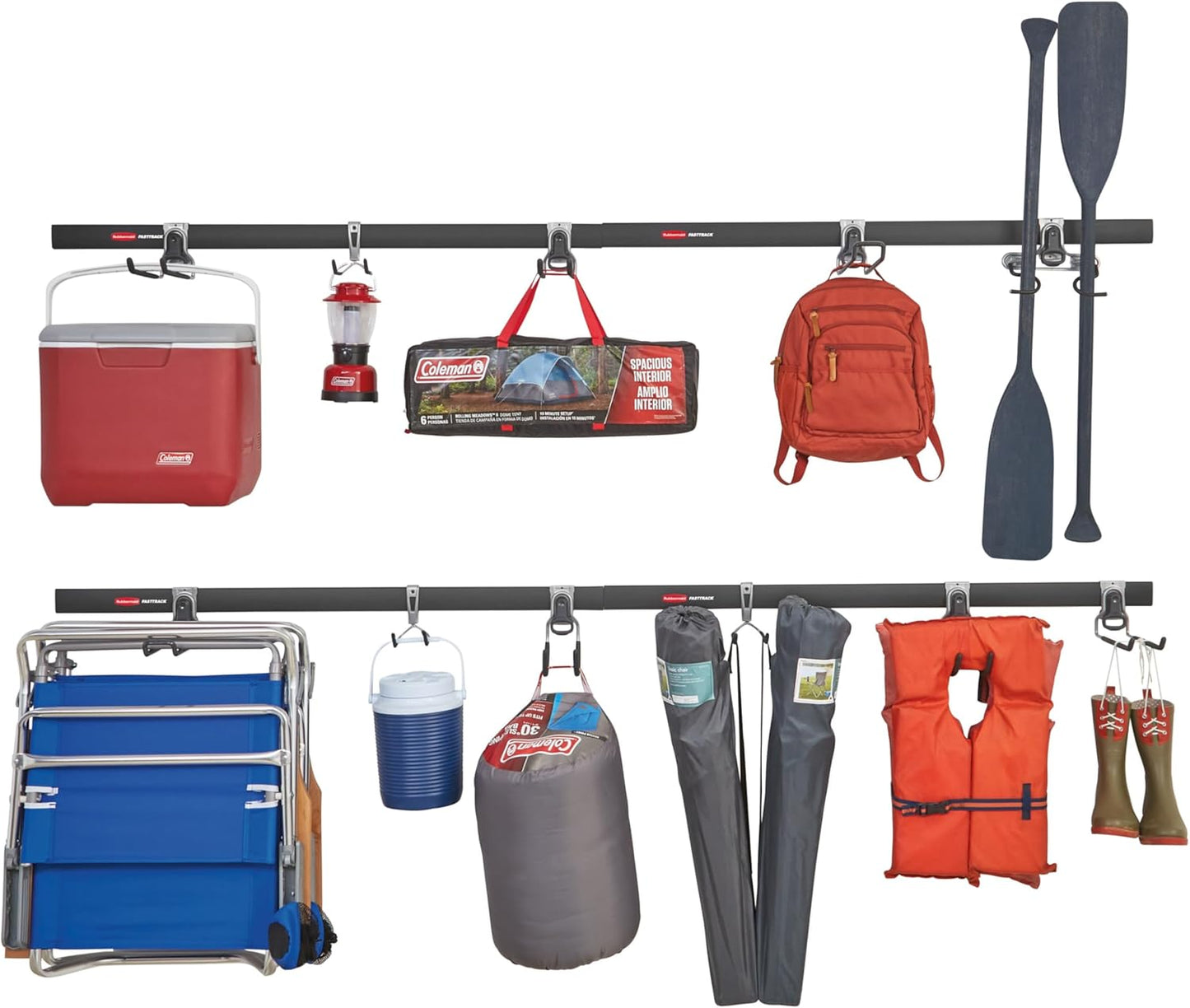 Rubbermaid 15-Piece Garage Wall-Mounted Storage Kit - 4 Rails & 11 Hooks for Home Organization