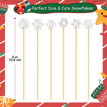 100 Snowflake Cocktail Picks - 6 Styles 4.7in Christmas Toothpicks, Variation of THIS listing: 4.7 IN|Snowflake Picks 100