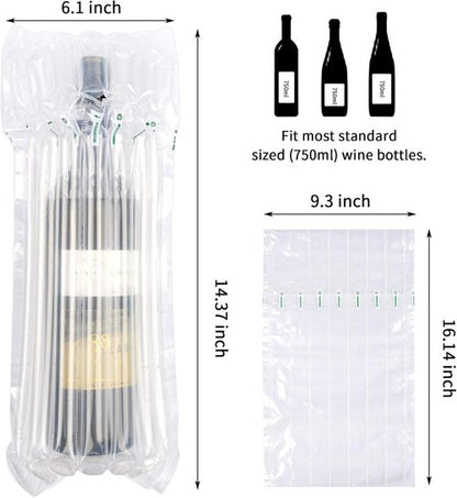 5 Pack Wine Bottle Travel Bags with Pump - Inflatable Protective Air Column Bags for Shipping & Luggage