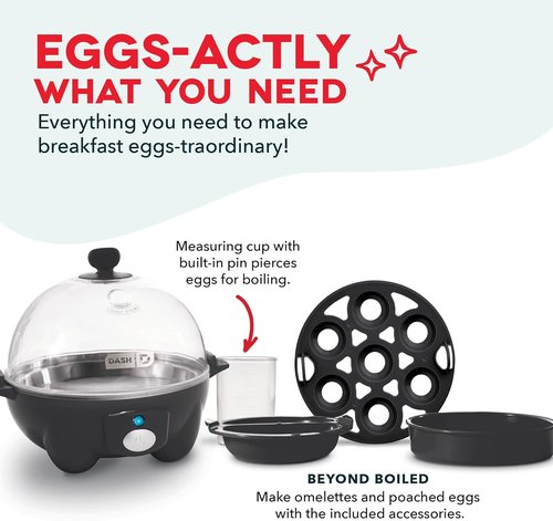 Dash Rapid Egg Cooker | Boil, Poach & Steam Up to 7 Eggs - Dishwasher Safe & BPA Free - Includes Guide