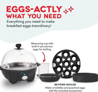 Dash Rapid Egg Cooker | Boil, Poach & Steam Up to 7 Eggs - Dishwasher Safe & BPA Free - Includes Guide