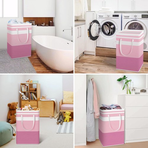 HomeHacks Large Waterproof Laundry Baskets - Collapsible Hampers with Reinforced Handles | 88L Each, Pink
