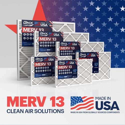 BNX TruFilter 20x20x1 Air Filter MERV 13 (6-Pack) - MADE IN USA - Electrostatic Pleated Air Conditioner HVAC AC Furnace Filters for Allergies, Pollen, Mold, Bacteria, Smoke, Allergen, MPR 1900 FPR 10