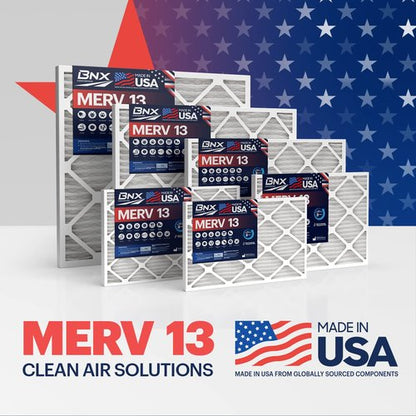 BNX TruFilter 20x20x1 Air Filter MERV 13 (6-Pack) - MADE IN USA - Electrostatic Pleated Air Conditioner HVAC AC Furnace Filters for Allergies, Pollen, Mold, Bacteria, Smoke, Allergen, MPR 1900 FPR 10