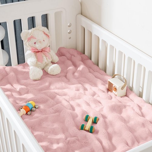 Yagle Mate Fleece Baby Blanket for Girls 3D Bubble Design, Warm Cozy and Fluffy Infant Newborn Toddler Small Receiving Blankets for Crib Stroller, 30x40 Inches, Pink