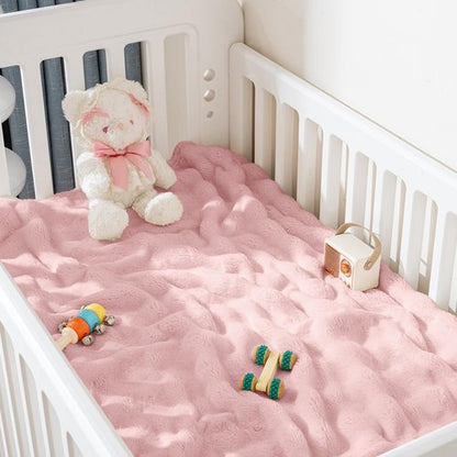 Yagle Mate Fleece Baby Blanket for Girls 3D Bubble Design, Warm Cozy and Fluffy Infant Newborn Toddler Small Receiving Blankets for Crib Stroller, 30x40 Inches, Pink