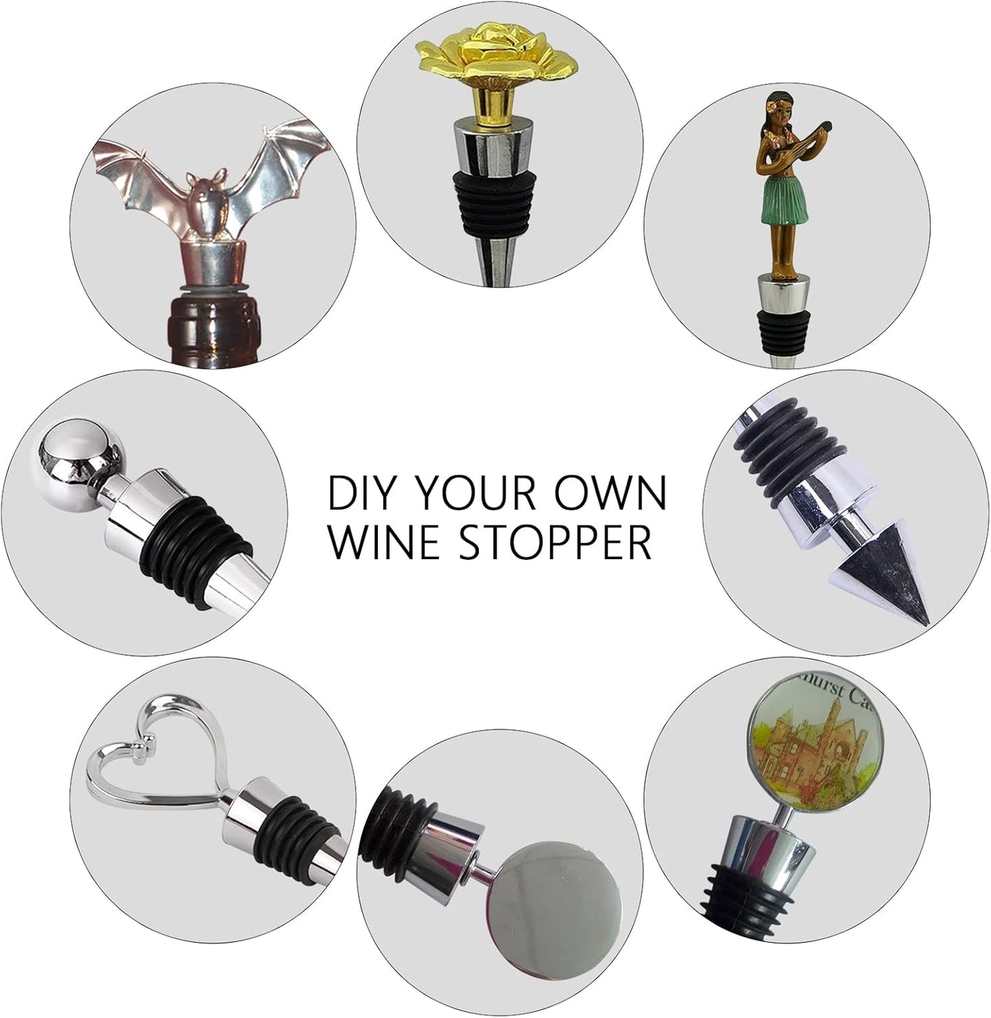 Stainless Steel Wine and Beverage Bottle Stoppers Ball Designed Wine Bottle Corks Tapered Storage Crafts Art DIY (10)