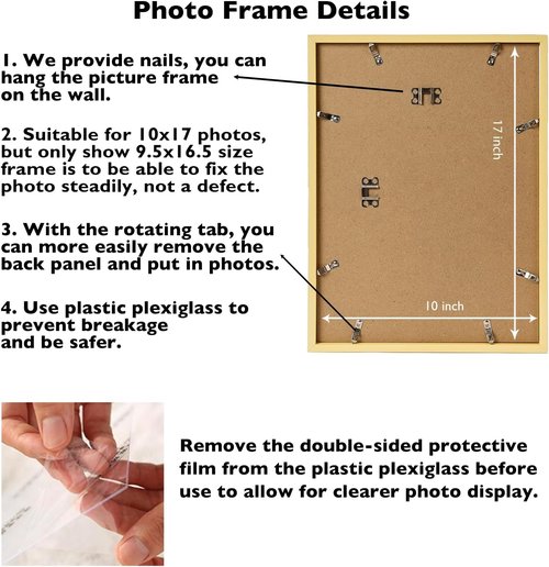 JCJMY 10x17 Gold Picture Frame - Versatile Horizontal & Vertical Wall Hanging for Photos & Posters