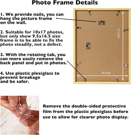JCJMY 10x17 Gold Picture Frame - Versatile Horizontal & Vertical Wall Hanging for Photos & Posters
