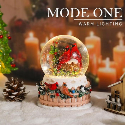 Bdor Christmas Cardinal Snow Globe - LED Lights & Music | 4.53" x 4.53" x 5.51" | Winter Bird Holiday Decor