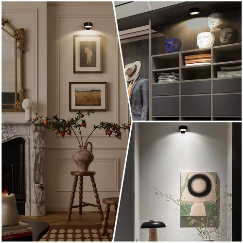 6-Pack Battery Operated Picture Light Magnetic Painting Light with 3 Lighting Modes,Remote and Dimmable Timer Art Display Light for Picture Artworking Frame Portrait,Wireless Wall Decor Puck Lights