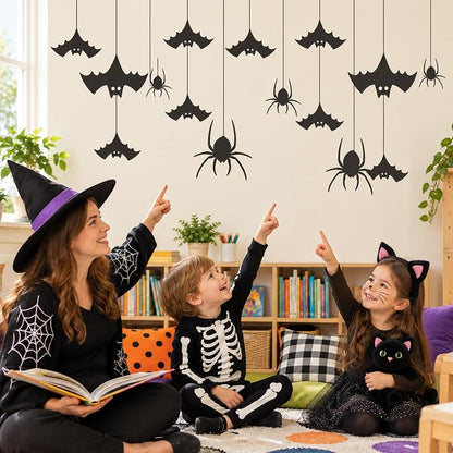 Halloween Wall Decals - Hanging Bat and Spider Silhouette Kit (Variation: Spider)