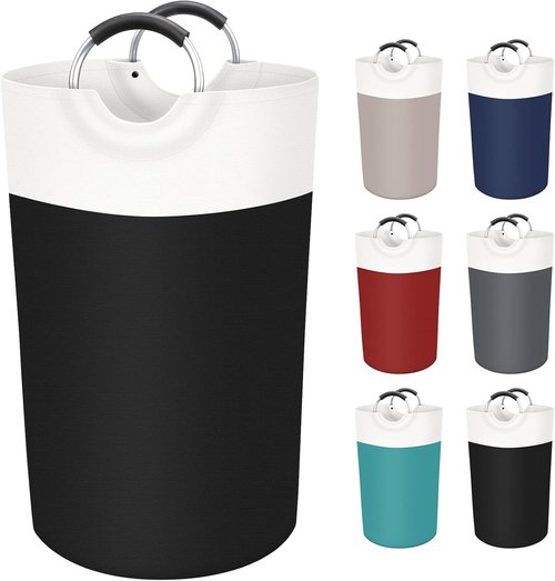 BlissTotes 90L Laundry Basket - Collapsible Waterproof Hamper with Foam Handles | Black