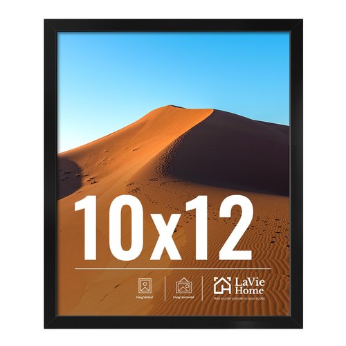 LaVie Home 10x12 Picture Frame for Wall Display, 10x12 Black Picture Frame with HD Plexiglas, 10 x 12 Frame 1 Pack, Display Frame for Vertical or Horizontal, Classic Collection
