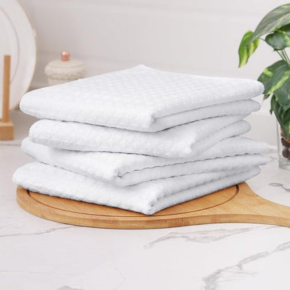 Homaxy Microfiber Kitchen Towels - Ultra Absorbent Waffle Weave | 16 x 28 Inch | 4 Pack in White