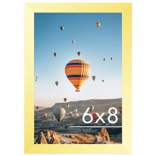 JCJMY 6x8 Picture Frame Gold for Wall Hanging or Tabletop, Wall Mounting Horizontally or Vertically, 6 x 8 Wall Gallery Poster Photo Frame with Shatter Resistant Plexiglass, Gold