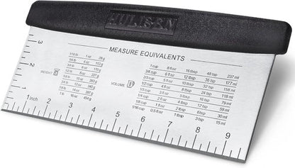 HULISEN Large Bench Scraper - 10-Inch Stainless Steel Dough & Pastry Cutter with Measuring Scale