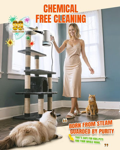 Handheld Steam Cleaner, 15s Fast Heating, Adjustable Steam, 650mL Large Water Tank, Pressurized Portable Steamer for Cleaning Home, Kitchen, Car, Bathroom, Tile, Furniture, Multi-Surface