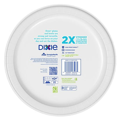 Dixie Large Paper Plates, 10 Inch, 204 Count, 2X Stronger*, Microwave-Safe, Soak-Proof, Cut Resistant, Disposable Plates For Everyday Breakfast, Lunch, & Dinner Meals