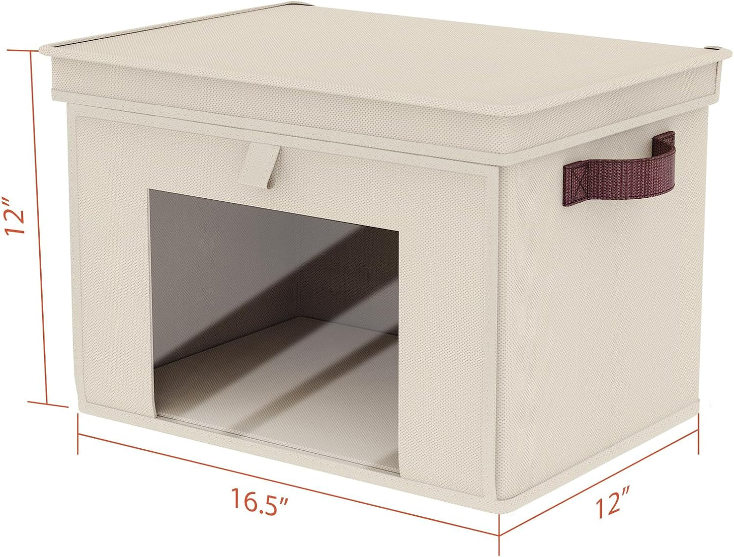 Univivi Storage Bins - Large Foldable Fabric Organizers with Lids & Handles | 4 Pack, Beige (16.5" x 12" x 12")