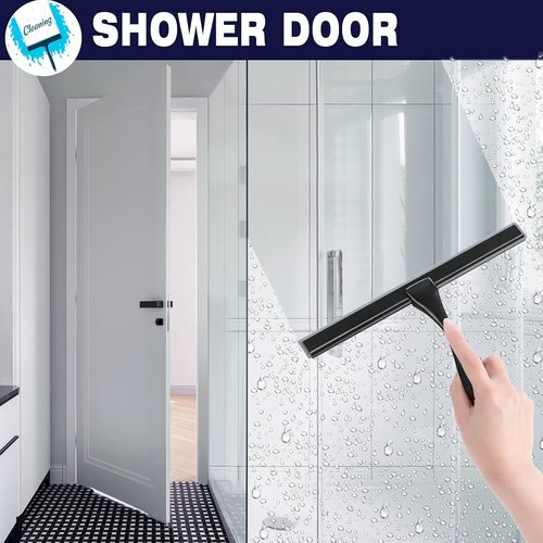 Matte Black Shower Squeegee by [Brand Name] - 10-Inch Stainless Steel for Streak-Free Bathroom & Shower Use