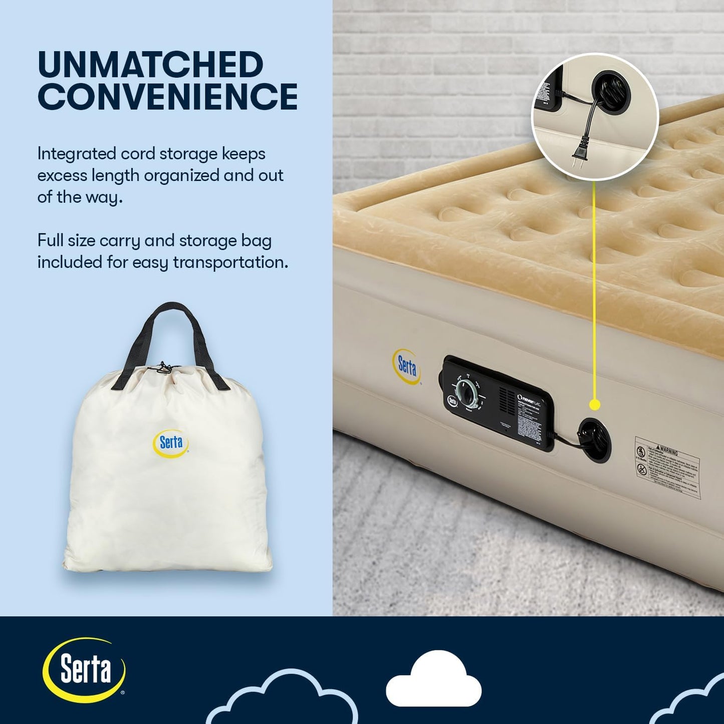 Serta Raised Air Mattress - Luxury Inflatable Design with Never Flat Pump | Heavy Duty Self-Inflating Comfort