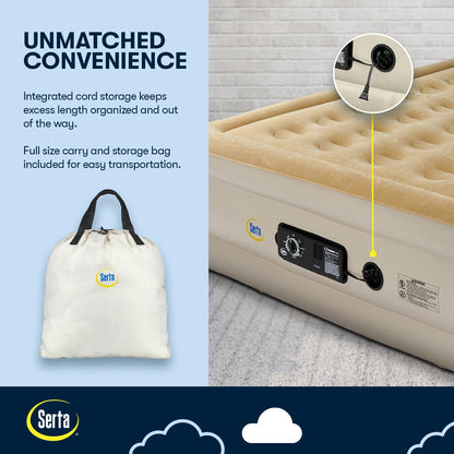 Serta Raised Air Mattress - Luxury Inflatable Design with Never Flat Pump | Heavy Duty Self-Inflating Comfort