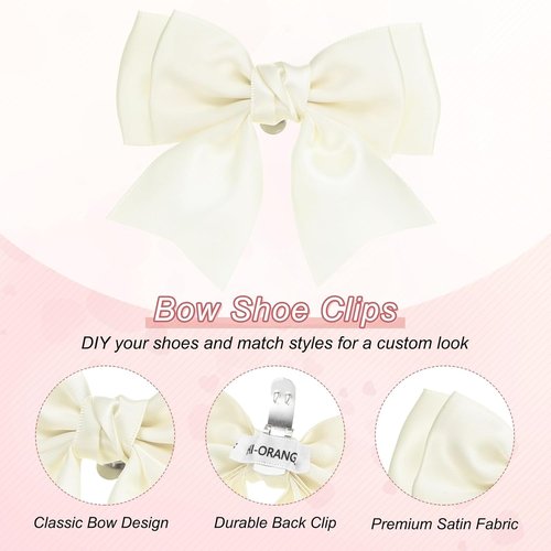 M METERXITY Bow Shoe Clips - Elegant Satin Detachable Buckles for Women | 2-Pack Removable Decor