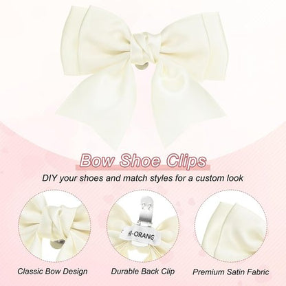 M METERXITY Bow Shoe Clips - Elegant Satin Detachable Buckles for Women | 2-Pack Removable Decor